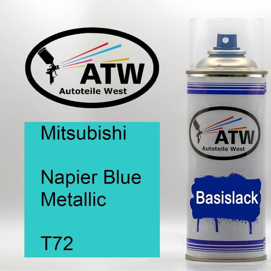 Mitsubishi, Napier Blue Metallic, T72: 400ml Sprühdose, von ATW Autoteile West.